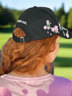 Get ready to blossom this spring with our Flower Hat! This cherry blossom ball cap will make you stand out on and off the course. Embrace the spring vibes with this playful and stylish hat. Two colors, black or white with pink cherry blossoms Adjustable with buckle closure Cotton fabric Spring Outdoor Trucker Hat With Curved Brim, Black Baseball Cap With Curved Visor For Spring, Pink Hats For Outdoor Spring Events, Outdoor Baseball Cap For Spring, Outdoor Spring Baseball Cap, Cute Spring Hat With Curved Bill, Black Curved Brim Baseball Cap For Spring, Trendy Spring Hats With Curved Visor, Cute Curved Bill Hat For Spring