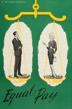 an advertisement for equal pay with two people on the scale