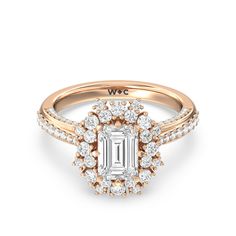 an engagement ring with diamonds on it