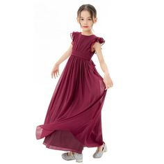 The elegant bodice feature is made out of Yoryu chiffon with ruffled cap sleeves. The skirt has 3 layers, top 1st layer is made of chiffon, 2nd and 3rd layers are soft satin lining to bring comfort to your little girl while wearing the dress. Size: 8.  Color: Red.  Gender: female.  Age Group: kids. Flower Girl Red Dresses, Flower Girl Dresses Burgundy, Holiday Theme Party, Burgundy Dress Toddler, Red Velvet Flower Girl Dresses, Maroon Flower Girl Dress Toddler, Chiffon Flower Girl Dress, Girls Fall Dresses, Dresses For Weddings