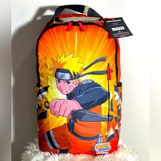 Show Off Your Love For Naruto With This Limited Edition Sprayground Backpack. The Eye-Catching Multicolor Design Features A Bustin Shark Print With Nods To Tv, Anime, Cartoon, Comics, And Nerd Culture. Perfect For Any Fan, This Backpack Has A Canvas Fabric Type And Polyester Material With Adjustable Straps And A Convenient Bottle Pocket. Carry Your Essentials In Style. The Bold Design And High-Quality Construction Make It A Must-Have Accessory For Any Outfit. Whether You're Using It For School, Sporty Pink Backpack For Streetwear, Casual Backpack With Character Print For Back To School, Casual Character Print Backpack For Back To School, Sprayground Backpack, Backpack Outfit, Recycled Polyester Fabric, Water Resistant Fabric, Limited Editions, Kids Accessories