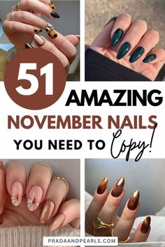 Simple Nail Designs November, Simple Gel Polish Nails, Nov Nails Ideas, November Thanksgiving Nails, November Fingernails, Acrylic Nail Designs Thanksgiving, Fall 2024 Almond Nails, Nail Ideas November 2024, Acrylic Nails For November