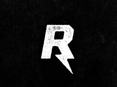 the letter r is made up of white paint and has a lightning bolt on it