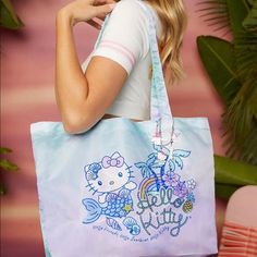 Hello Kitty Blue Mermaid Tote Beach Bag New Condition! Limited Edition! Discontinued! Does Not Include Charms!! Cute Blue Bags For Vacation, Cute Blue Beach Bag, Light Blue School Bag For Summer, Kawaii Summer Bags For Daily Use, Kawaii Bags For Daily Use In Summer, Summer Kawaii Bags For Everyday, Kawaii Summer Bags For Everyday Use, Fun Blue Tote Bag, Sanrio Tote