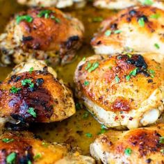 chicken thighs with herbs in a pan