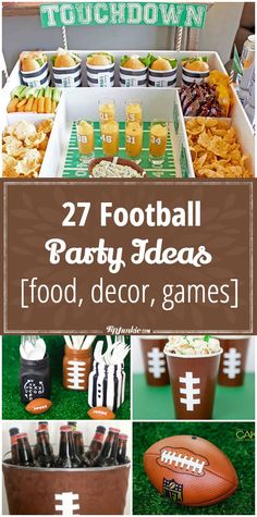 football baby shower party with food, games and decorations