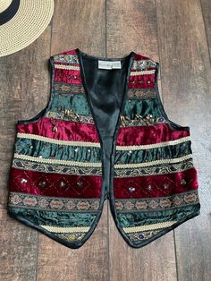 Vintage 90s Velvet Floral Vest, Vintage Beaded Velvet Vest, Floral Stripe Velvet Vest, Elaine Benes Vest, Vintage 90s Vest, 90s Party Vest - Etsy Velvet Vest Outfit, Blue Velvet Vest, Velvet Crochet Vest, Vintage Velvet Vest, Fitted Multicolor Vintage Vest, 90s Vest, Vintage Embroidered Sleeveless Vest, Medieval Witch, Velvet Vest