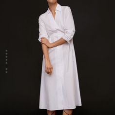 White Mango Shirt Dress White Collared Midi Dress For Work, Collared White Midi Dress For Work, White Shirt Dress For Office, Classic White Cotton Midi Dress, White Summer Office Shirt Dress, White Summer Shirt Dress For Office, Chic White Collared Midi Dress, White Collared Midi Dress For Office, White Shirt Dress For Summer Office Wear