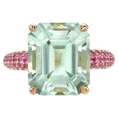 Mint Green Tourmaline Ring 7.70 Carat Emerald Cut Luxury Tourmaline Gemstones For Engagement, Rose Gold Ring Set, Pink Emerald, Green Tourmaline Ring, Paraiba Tourmaline, Pave Diamond Ring, Gold Ring Sets, Pave Ring, Rare Gemstones