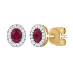 "Add some sparkle and color to your ears with our 14K Gold Miniature Oval Diamond and Color Stone Earrings. With a dazzling D0.10cts diamond and vibrant CS0.40cts colored stone, you'll stand out in any crowd. Available in Blue Sapphire, Emerald, and Ruby for a touch of personal style." Details: Gemstones: Natural Ruby, Emerald or Blue Sapphire Total Weight 0.40ct and Natural Diamonds Total Weight 0.10ct. Quality: Color Gemstones are AAA and Diamonds are Color G-H, VS2-SI1 in Clarity Metal: Solid Oval Earrings With Pave Setting For Anniversary, Oval Diamond Earrings With Diamond Accents, Oval Diamond Earrings With Accents, Fine Jewelry Oval Earrings With Brilliant Cut, Oval Diamond Earrings With Pave Setting For Anniversary, Yellow Gold Oval Earrings With Prong Setting, Oval Diamond Earrings Fine Jewelry, Oval Prong Set Fine Jewelry Earrings, Oval Diamond Cluster Earrings For Gift