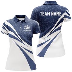 a women's polo shirt with the team name on it