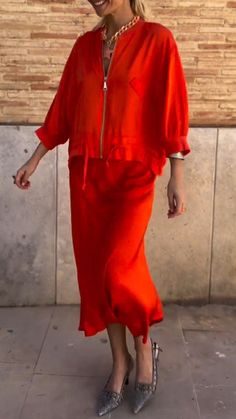 SPU: YSHHP250725501 Style: casual Color:red Season: summer Material:satin,Blend Size: S/M/L/XL/2XL/3XL/4XL/5XL tops size： Size Chart： Length Bust Sleeve Length CM inch CM inch CM inch S 62 24.4  106 41.7  50 20.0  M 63 24.8  111 43.7  51 20.4  L 64 25.2  116 45.7  52 20.5  XL 65 25.6  121 47.6  53 20.9  2XL 66 26.0  126 49.6  54 21.3  3XL 67 26.4  131 51.6  55 21.7  4XL 68 26.8  136 53.5  56 22.0  5XL 69 27.2  141 55.5  57 22.4  skirt size： Size Chart： pants length Hips Waist CM inch CM inch CM Chic Red V-neck Sets, Red Two-piece Sets, Casual Red Stretch Sets, Red Two-piece Sets For Summer, Two-piece Red Summer Sets, Red Chic V-neck Sets, Red V-neck Chic Sets, Chic Red Sets For Spring, Casual Red Spring Sets