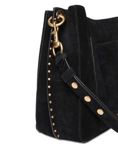 Rebecca Minkoff Darren Leather Shoulder Bag Black Shoulder Bag With Brass Hardware For Work, Online Bags, Rebecca Minkoff Hobo, Rebecca Minkoff, Black Suede, Leather Shoulder Bag, Bags Handbags, In Store, Buy Online