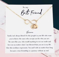 "For Best Friend - Best friend Necklace - best friend Birthday - Long distance Best friend - Best Friend birthday - Best Friend jewelry by Reflection of memories Amazing gift idea for your bestie. Make her feel deeply appreciated and valued with this special eternity necklace personalized with 2 initials: yours and hers. The Infinity charm is a symbol of connection, a traditional love symbol that celebrates your forever love. Celebrate the beautiful bond of friendship with this dainty and elegan Mother's Day Friendship Charm Necklace, Adjustable Charm Necklaces For Mother's Day And Friendship, Personalized Necklace For Best Friend Gift, Inspirational Charm Necklace For Best Friend And Mother's Day, Name Jewelry For Best Friend Gift On Valentine's Day, Valentine's Day Jewelry For Best Friend With Name, Mother's Day Best Friend Gift Custom Name Necklace, Inspirational Personalized Charm Necklace For Best Friend, Personalized Jewelry For Best Friend Gift On Valentine's Day