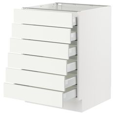 a white cabinet with five drawers on each side