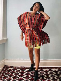 Behold the return of our Unisex Handloomed Belted Poncho in a Kalinga-inspired modern woven design by the talented folx at Ifugao Nation This particular design takes its inspiration from the Kalinga woven star motif called “sinambituwon”. Wear it with the belt it comes with, without the belt, or with a different statement belt! We have very limited stock, so do not hesitate! Care Instructions: Machine wash cold, gentle cycle. Hang to dry. Size Chart Shipping Price is in USD, which includes stand Modern Filipiniana, Statement Belt, Star Motif, Woven Design, Hand Loom, Limited Stock, Stuff To Do, What To Wear, Care Instructions