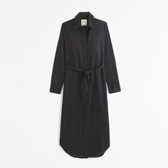 Elevate your wardrobe with the Abercrombie & Fitch Women's Long-Sleeve Belted Shirt Dress, a perfect blend of comfort and style. This chic mini dress in classic black is designed to flatter with its relaxed-fit silhouette and elegant long sleeves.

- **Size**: Medium
- **Color**: Black
- **Material**: Cotton, Polyester blend
- **Gender**: Female
- **Features**: Functional button-through detail, self-tie removable belt, left chest pocket

Crafted from a soft cotton-polyester blend, this dress ens Female Features, Cotton Shirt Dress, Belted Shirt Dress, Black Features, Dress Shirts For Women, Black Shirt Dress, Long Sleeve Shirt Dress, Belts For Women, Women's Dresses