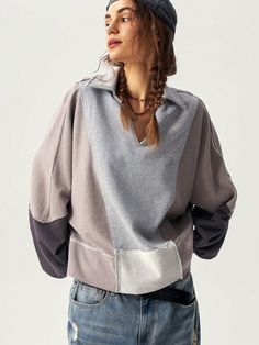 Women's Patchwork Design Sweatshirt For Fall Vacation Multicolor Casual  Long Sleeve Knitted Fabric Colorblock Pullovers Slight Stretch  Women Clothing, size features are:Bust: ,Length: ,Sleeve Length: Clothing Pattern Design, Fall Vacation, Fall Vacations, Design Sweatshirt, Bow Shorts, Women Sweatshirts, Cropped Leather Jacket, Hair Fragrance, Black Party