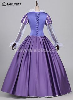 Women Adult Princess Tangled Rapunzel Cosplay Dress     Condition: Brand New   Color:  Purple   Material: Satin   Sleeve Length: Long Sleeve   Dresses Length:Floor-Length   Neckline: Square Collar   Includes: Dress      Notice: If your size is way off the standard size chart, Please choose custom-made . Purple Fantasy Costume Party Dress, Purple Fantasy Dress For Costume Party, Fantasy Style Purple Dress For Costume Party, Purple Costume Dress For Cosplay Events, Purple Gothic Dress For Cosplay, Purple Fantasy Dresses For Fantasy Events, Purple Princess Dress, Princess Dress Costume, Princess Tangled