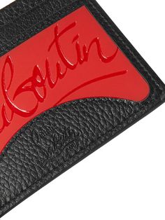 From details on its iconic shoes to great accessories like this cardholder, Christian Louboutin favours red as a strong accent. It's made from full-grain leather and rubber stamped with the designer's swirling signature and has a central compartment to stash notes. Christian Louboutin Logo, Louboutin Collection, Iconic Shoes, Leather Cardholder, Billfold Wallet, Studded Leather, Card Holder Leather, Mr Porter, Wallet Men