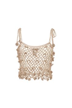 a crop top with crochet and tassels