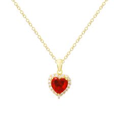 Cupid Necklace - EVRYJEWELS Heart Necklace Red, Red Heart Gold Necklace, Cupid Necklace, Heart-shaped Chain Necklace For Valentine's Day, Cupid Ring, Valentine's Day Gold-plated Heart Necklace With Adjustable Chain, Jewel Necklace, Stone Heart, Belly Rings