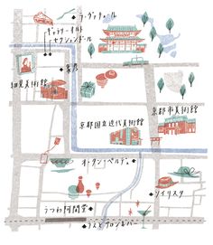 Maps : Masako Kubo Kyoto Map, Drawing Maps, Taiwan Image, Illustration Map, Kitchen Projects Design, Oh Joy, Hand Drawn Map, Art Carte