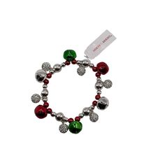 Merry & Bright Women's Christmas Jingle Bells Bracelet, Nwt Color: Multi Silver Stretch Slide On Style No Flaws And Comes From A Smoke Free Home Bells Bracelet, Christmas Jingle Bells, Clear Crystal Bracelet, Silver Leaf Bracelet, Pink Pearl Bracelet, Bright Jewelry, Christmas Jingles, Leaf Bracelet, Buckle Bracelet