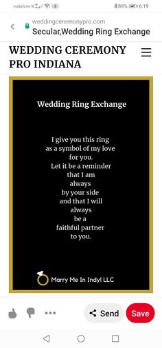 the wedding ring exchangeer is being displayed on an iphone screen, and it's in