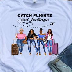 Catch Flights Not Feelings Tee Is Coming To A Traveler Near You Soon So Get Onboard With One Before We Pull Off And You Miss The Flight! Available In Various Sizes, White, Short Or Long Sleeve (Additional $7). Made When Ordered. Please Allow 1-2 Weeks For Production. Umbrellas, Luggage Covers And Totes Available As Well (Sold Separately). Get Yours Today!! Catch Flights Not Feelings, Catch Flights, Luggage Covers, Pull Off, White Short, Flight, Color White, Womens Tops, Tops & Tees