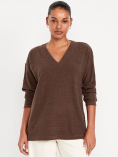 v-neck drop-shoulder sleeves vented sides loose fit hits at hip models are approx.  5'9" and wear sizes s (4), l (12), and xl (18)machine wash according to the care instruction label  . Best Holiday gift for Women , perfect Tunics for Christmas! Relaxed Fit V-neck Sweater For Fall, Fall Relaxed Fit Long Sleeve V-neck Top, Relaxed Fit Long Sleeve V-neck Top For Fall, Relaxed Fit V-neck Top For Fall, Relaxed Fit V-neck Sweater For Spring, Relaxed Fit V-neck Sweater For Loungewear, Family Maternity, Family Pajamas, Style And Grace