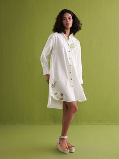 The Tropical Shirt Dress DRESSES SUI Chic Cotton Button-up Shirt Dress, Vacation Linen Button-up Shirt Dress, Luxury Spring Button-up Shirt Dress, Spring Button-up Viscose Shirt Dress, Chic Button-up Viscose Shirt Dress, Fashion Illustration Poses, White Shirts Women, Tropical Shirts, Cotton Poplin Fabric