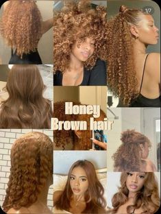 Honey Brown Color Hair, Brown Hair Colors Honey, Brown Colored Hair Black Women, Brown Blonde Black Women, Cinnamon Brown Natural Hair, Black Women Honey Brown Hair, Hair Colors Natural Hair Black Women, Honey Brown And Blonde Highlights, Light Brown Hair Black Women Curls