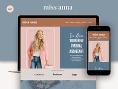 an image of a woman's website on her laptop and phone with the word miss ann