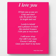 i love you poem on pink background