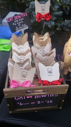 there are many bow ties on display in the box at this event, including one for cats and two for dogs