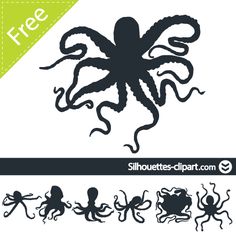 an octopus is shown with the silhouettes to make it look like they have been cut out