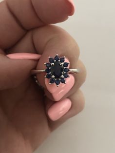 On Promo Sale! It is Stunning Sterling Silver 925 Ring with central 1.89CT natural Diffused Sapphire. The sapphire is Natural, not Created!! We also have matching earrings. Please look in the Earrings section:) Sapphire size 5*7 mm Side Stones are Blue CZ Will come in a Gift Box I'll be happy to answer any questions:) Pink Pouch, 925 Ring, Princess Cut Rings, Heart Shaped Rings, Man Made Diamonds, Natural Blue Sapphire, Natural Sapphire, Multi Stone Ring, Favorite Rings