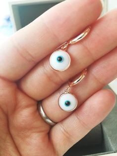 Evil eye hoop earrings blue evil eye hoop earrings nazar | Etsy Dainty Gold Earrings, Eye Fashion, Greek Evil Eye, Turquoise Hoops, Turkish Evil Eye, Eye Hook, Blue Evil Eye, Earrings Dainty, Earrings Blue