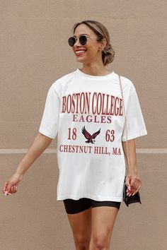 Whether you're cheering on your team from the sidelines or enjoying the festivities at the tailgate, our Boston College Eagles Unity Oversized Crewneck Teeis sure to keep you looking and feeling fabulous all season long. Join the fashion game and make every game day unforgettable! From The Sidelines, Boston College, Oversized Crewneck, Game Day, Eagles, Fashion Games, The Fashion, Boston, Perfect Fit