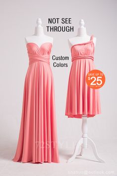 Coral Pink Infinity Wrap Dress, Bridesmaid Dress, Convertible Multiway Dress Coral Wedding Cakes