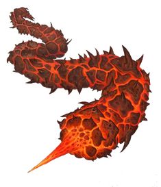 an orange and red dragon shaped object is shown in this graphic art work, it appears to be fire or ice