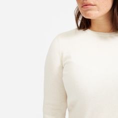 Women’s Cashmere Crew | Everlane Fitted Cashmere Top For Layering, Classic White Cashmere Top, Elegant Cashmere Crew Neck Top, Fitted Cashmere Top For Work, Fitted Cashmere Top, Elegant Cashmere Stretch Top, Elegant Stretch Cashmere Top, White Cashmere Tops For Layering, Classic Cream Fine Knit Tops