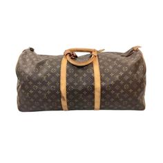 Timeless early 20th century Louis Vuitton Keepall travel Bag in classic monogrammed leather. Gold brass hardware, padlock and leather trim/tag all have the unique Louis Vuitton monogram. No key available.  Has double leather handles, 4.75" drop. Lightweight overnight or weekender bag. Classic Monogram Canvas Duffle Bag, Luxury Bag In Monogram Canvas With Brass Hardware, Travel Bag With Brass Hardware And Monogram Canvas, Elegant Monogram Canvas Travel Bag With Leather Trim, Classic Bags In Monogram Canvas With Lock, Classic Bag With Lock In Monogram Canvas, Classic Bags With Lock In Monogram Canvas, Classic Monogram Canvas Bag With Lock, Rectangular Monogram Canvas Duffle Bag