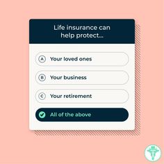 the life insurance form is shown on a pink background with an arrow pointing to it