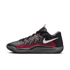 the nike zoom basketball shoe in black, red and grey is on sale for $ 99