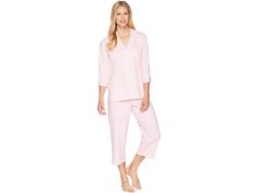 LAUREN Ralph Lauren Essentials Bingham Knits Capri PJ Set | Zappos.com Brand Embroidery, Comfortable Pajamas, Women Essentials, Pajama Set Women, Ralph Lauren Womens, Pajama Sets, Pj Sets, Three Quarter Sleeves, Quarter Sleeve