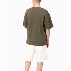 Short-sleeved T-shirt made of medium-weight cotton jersey. It has an embroidered text logo decoration on the hem in black. Loose boxy cut and relaxed shoulders. Embroidered Text, Carhartt T Shirt, Nudie Jeans, Text Logo, Carhartt Wip, Medium Weight, T-shirt, ? Logo, T Shirt