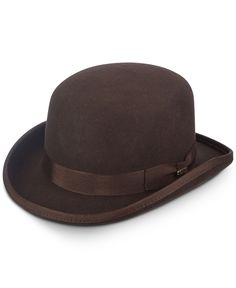 A timeless look that can go casual or formal, this felt bowler from Dorfman Pacific is elegantly finished with a tonal ribbon. Classic Brown Top Hat For Kentucky Derby, Formal Brown Felt Hat With Flat Bill, Brown Felt Hat With Flat Bill For Formal Occasions, Fitted Wide Brim Hat For Derby, Fitted Short Brim Hat For Derby, Elegant Brown Flat Bill Hat, Winter Derby Hats With Curved Brim, Curved Brim Derby Hat For Winter, Curved Brim Hats For Winter Derby