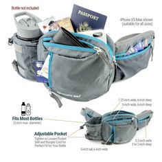 Nwot Great Condition Blue & Grey Plenty Of Space: Our Fanny Pack Has 3 Main Zipped Pockets That Can Hold Mobile Phone Of Any Size, Wallet, Snacks, Small Camera, Gloves, Map, Etc; It Has A Bottle Holder Pocket That Can Fit Bottles Up To 3 Inch Diameter (See Image On How To Secure Bottle); It Packs All Your Essential Items And Gear For Quick Access And Is A Perfect Outdoor And Travel Companion - For Men And Women. Extra Waist Pockets: Our Fanny Pack Has 2 Additional Waist Pockets With Large Zips; Hiking Essentials, Winter Cycling, Small Camera, Water Bottle Holder, Women Running, Water Bottle Holders, Waist Pack, Bottle Holder, Hiking Trip